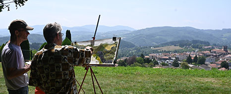 Docent tekenen, schilderen bij Bleu et Vert in Le Phaux, Auvergne, Frankrijk